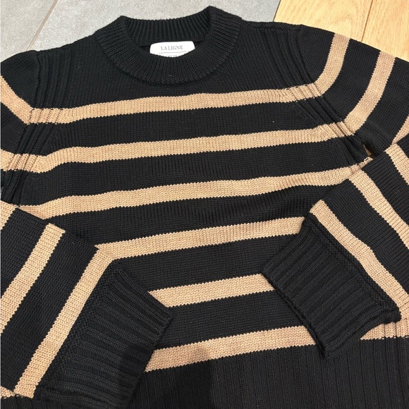 La Ligne Mini Marin Black and Brown Striped 100% Wool Women's Sweater - Picture 5 of 9